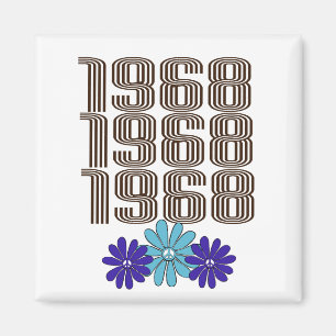 1968 Hippie Flower Power Peace Sign Aqua Purple Magnet