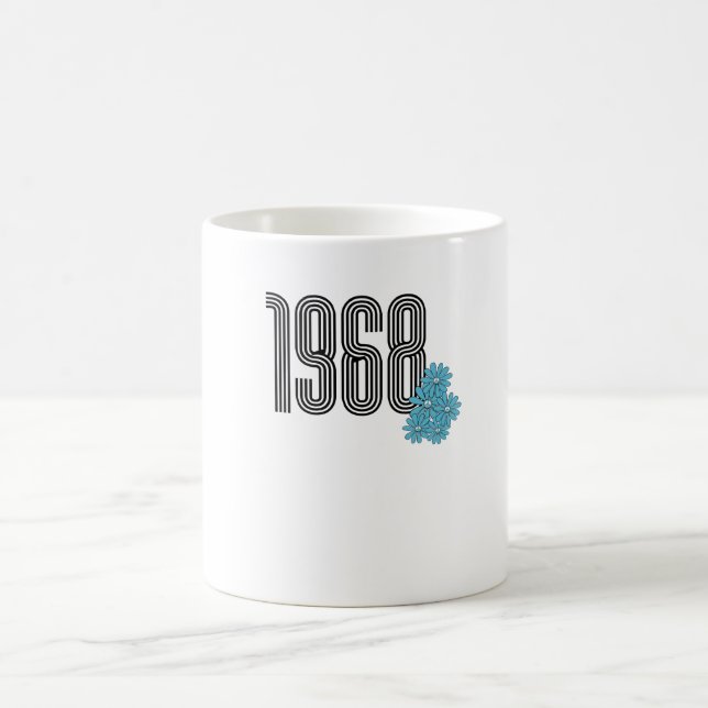 1968 Hippie Peace Sign Flower Power Aqua Coffee Mug (Center)