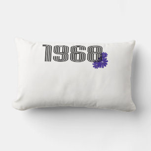 1968 Hippie Peace Sign Flower Power Purple Lumbar Cushion