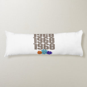 1968 Hippie Peace Sign Flowers Orange Aqua Purple Body Cushion