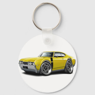 1968 Olds 442 Yellow-Black Car Key Ring