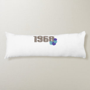 1968 Peace Sign Hippie Flower Power Aqua Purple Body Cushion