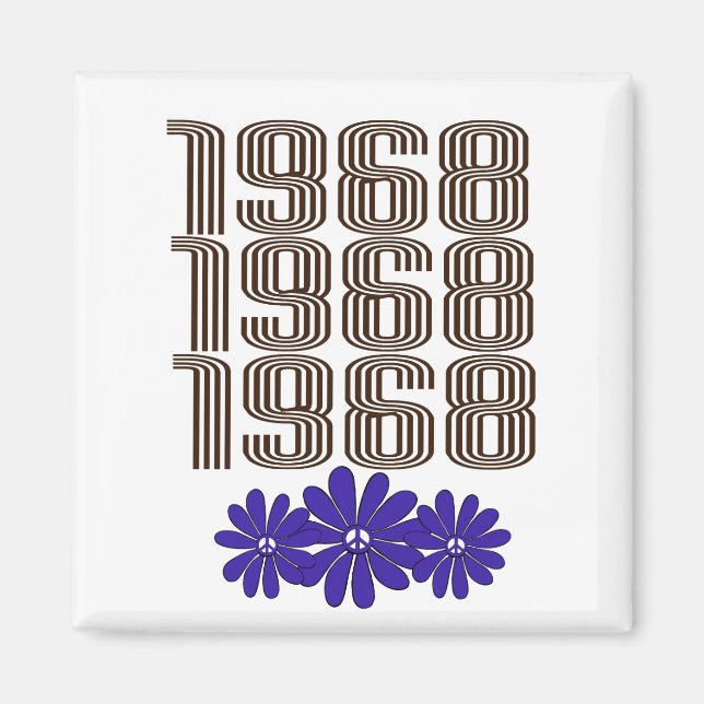 1968 Peace Sign Hippie Flower Power Purple Magnet (Front)