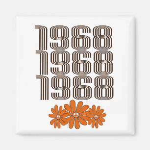 1968 Peace Sign Orange Hippy Flower Power Magnet