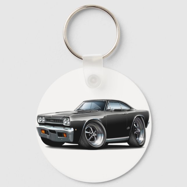 1968 Plymouth GTX Black Car Key Ring (Front)