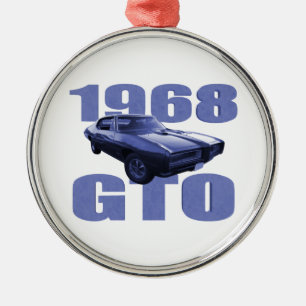 1968 Pontiac GTO Blue Metal Tree Decoration