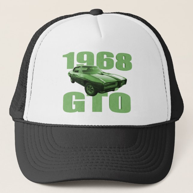 1968 Pontiac GTO Muscle Car Green Trucker Hat (Front)