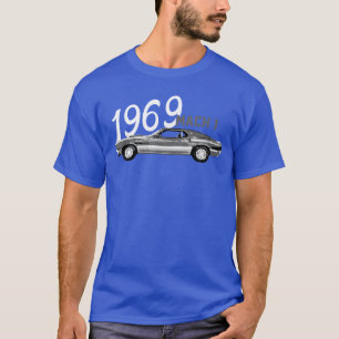 1969 69 Mach 1 Classic Vintage Old Car USA Flag fr T-Shirt