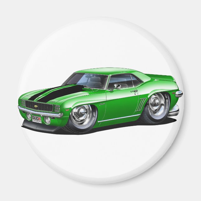 1969 Camaro Green-Black Car Magnet (Front)