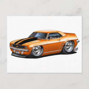 1969 Camaro Orange-Black Car Postcard