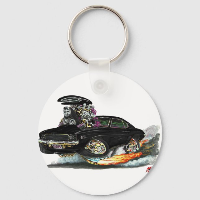 1969 Camaro RS SS Black Car Key Ring (Front)