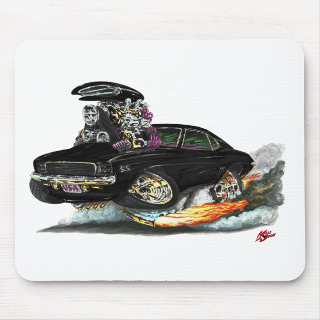 1969 Camaro RS SS Black Car Mouse Pad (Front)