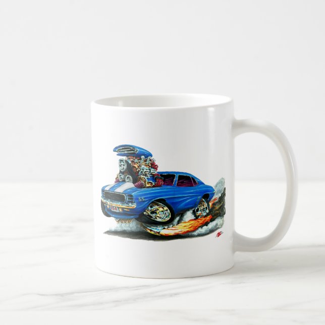 1969 Camaro RS SS Blue-White Car Coffee Mug (Right)