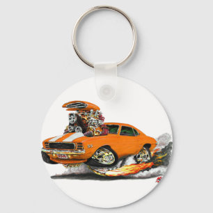 1969 Camaro RS SS Orange-White Car Key Ring
