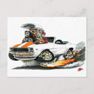 1969 Camaro RS SS White-Orange Convertible Postcard