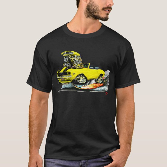 1969 Camaro RS SS Yellow-Black Convertible T-Shirt (Front)