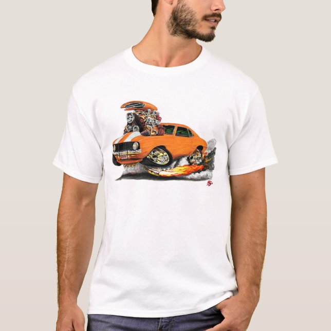 1969 Camaro SS Orange-White Car T-Shirt (Front)