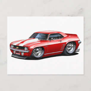 1969 Camaro SS Red-White Car Postcard