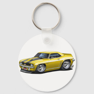 1969 Camaro SS Yellow-Black Car Key Ring