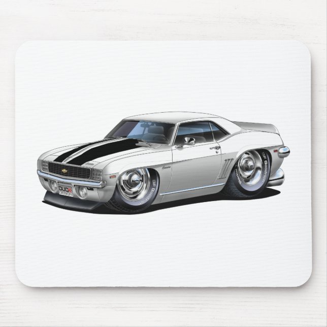 1969 Camaro White-Black Car Mouse Pad (Front)