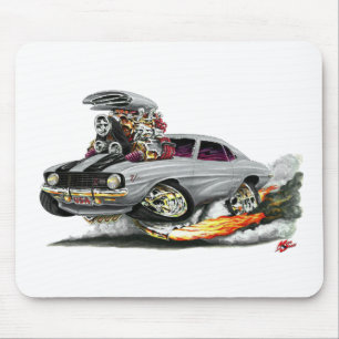 1969 Camaro Z28 Silver-Black Car Mouse Pad