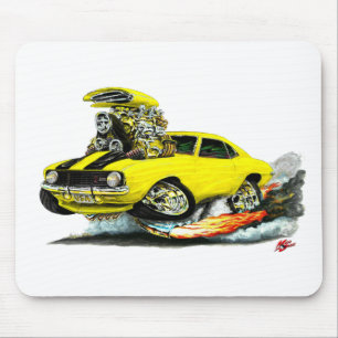 1969 Camaro Z28 Yellow-Black Car Mouse Pad