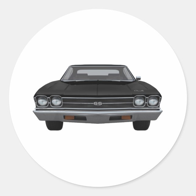 1969 Chevelle SS: Black Finish Classic Round Sticker (Front)