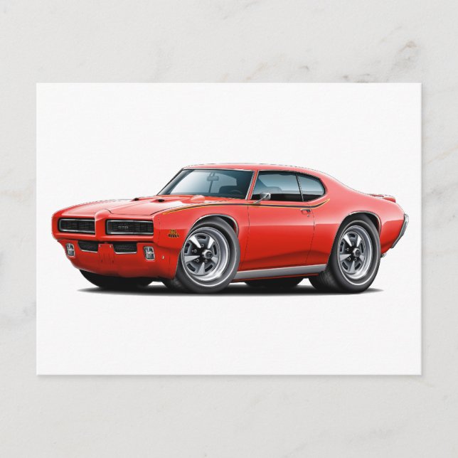 1969 GTO Judge Red Hidden Headlight Car Postcard (Front)