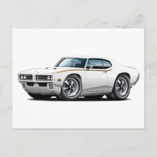1969 GTO Judge White Car Postcard
