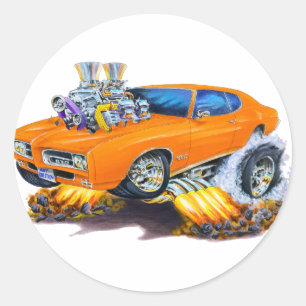 1969 GTO Orange Car Classic Round Sticker