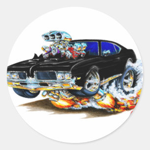 1969 Olds Cutlass Black Car Classic Round Sticker