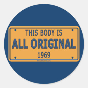 1969 Original Car Body Classic Round Sticker