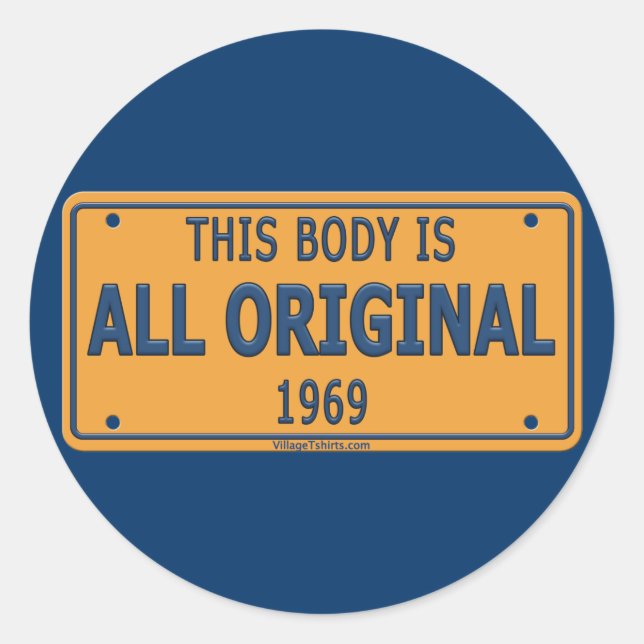 1969 Original Car Body Classic Round Sticker (Front)