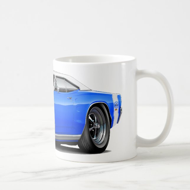 1969 Super Bee Blue-White Top Double Scoop Hood Coffee Mug (Right)