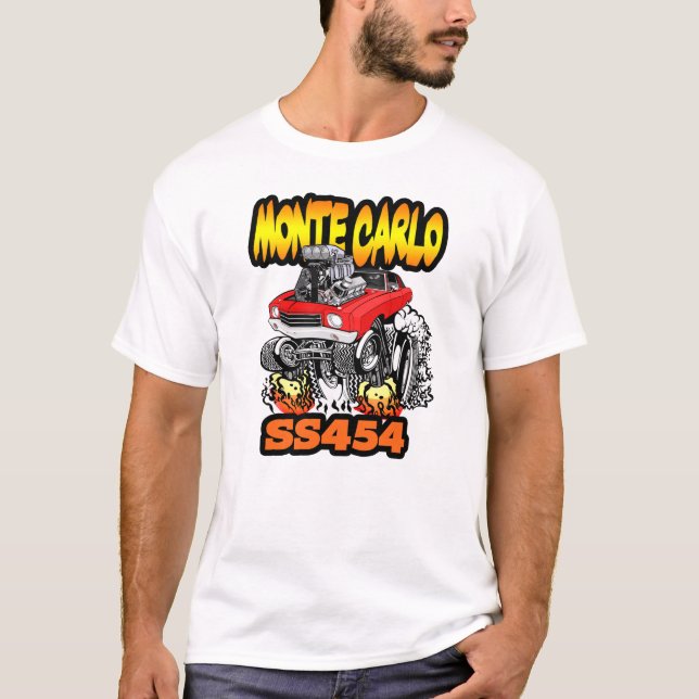 1970 1971 Monte Carlo SS 454 Cartoon Hot Rod T-Shirt (Front)