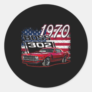 1970 70 Boss 302 4th Of July American Classic Round Sticker