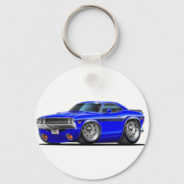 1970-72 Challenger Blue Car Key Ring (Front)