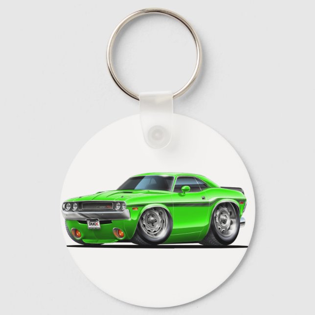 1970-72 Challenger Green Car Key Ring (Front)