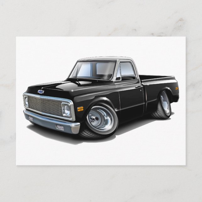 1970-72 Chevy C10 Black-White Top Truck Postcard (Front)