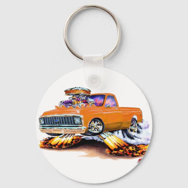 1970-72 Chevy C10 Orange Longbed Key Ring (Front)