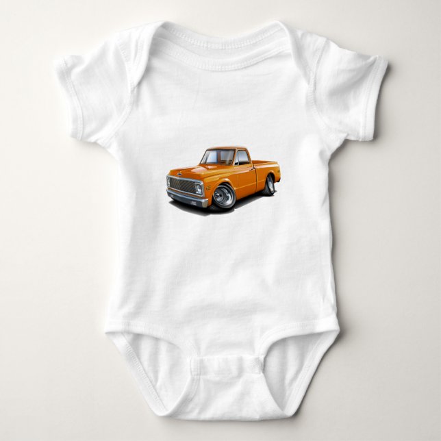 1970-72 Chevy C10 Orange Truck Baby Bodysuit (Front)
