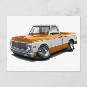 1970-72 Chevy C10 Orange-White Truck Postcard