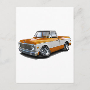 1970-72 Chevy C10 Orange-White Truck Postcard
