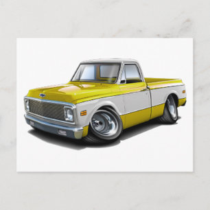 1970-72 Chevy C10 Yellow-White Truck Postcard