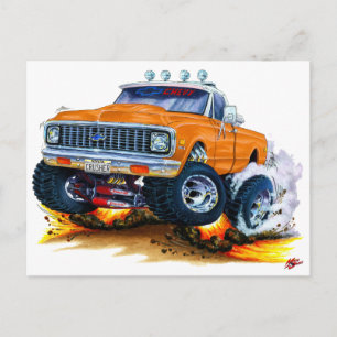 1970-72 Chevy CK1500 Orange Truck Postcard