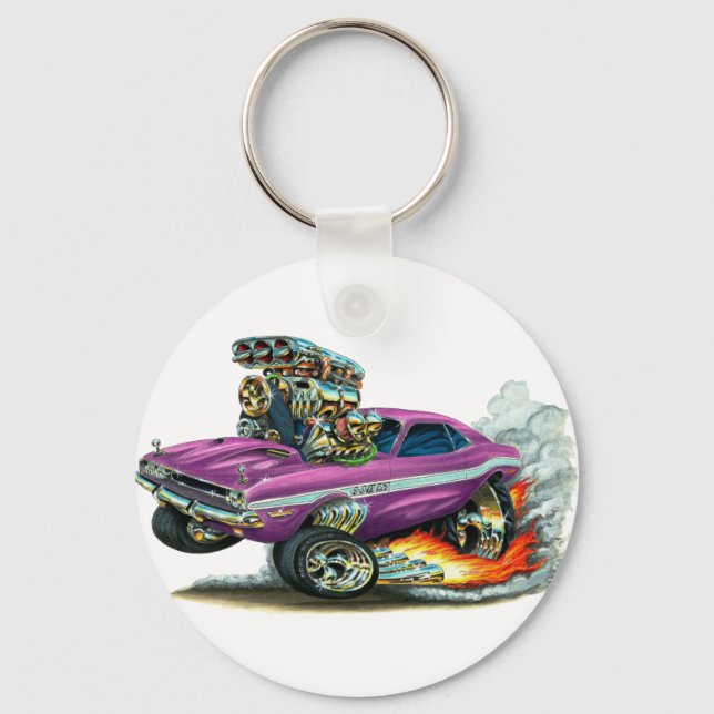 1970-72 Dodge Challenger Purple Car Key Ring (Front)