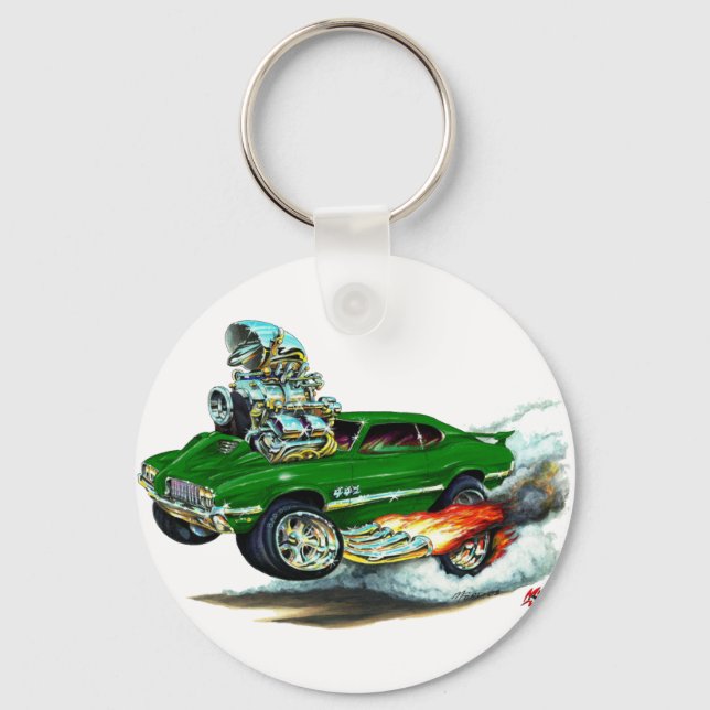 1970-72 Olds Cutlass 442 Green Car Key Ring (Front)