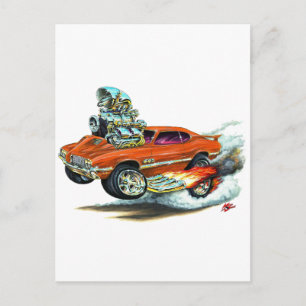 1970-72 Olds Cutlass 442 Orange Car Postcard