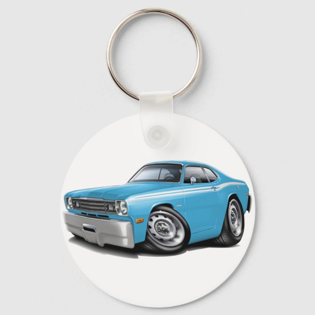 1970-74 Duster Lt Blue-White Car Key Ring (Front)