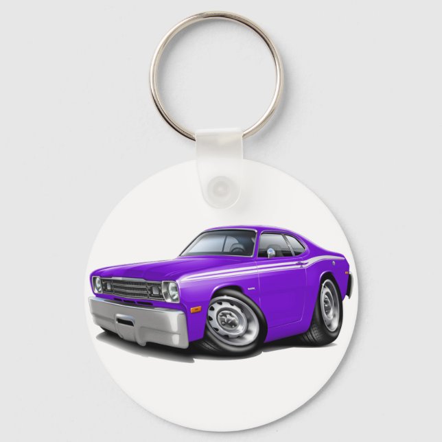 1970-74 Duster Purple-White Car Key Ring (Front)